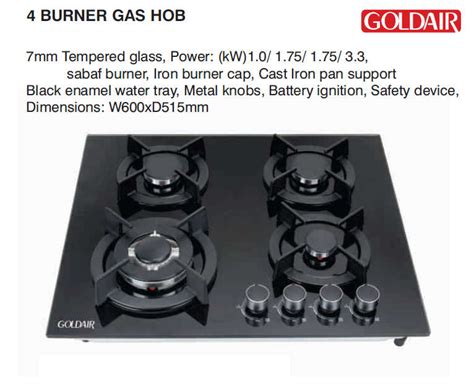 goldair 4 burner gas hob battery